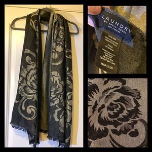 Laundry by Shelli Sagal gold and black floral scarf # 0770